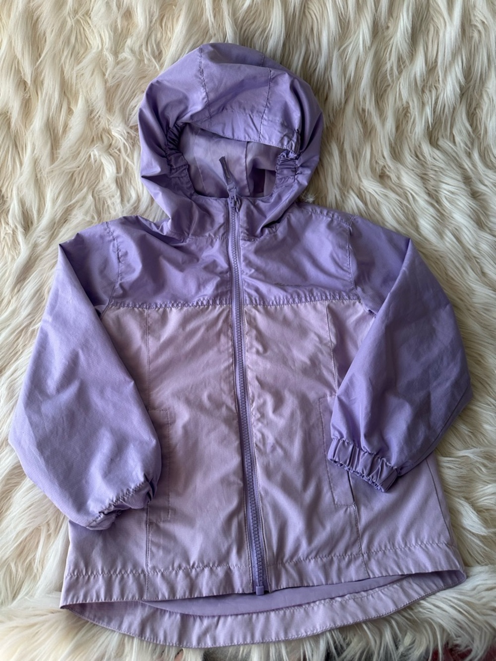 Eddie Bauer Girls Lavender Hooded Jacket XS (5/6) Lightweight Zip-Up Coat